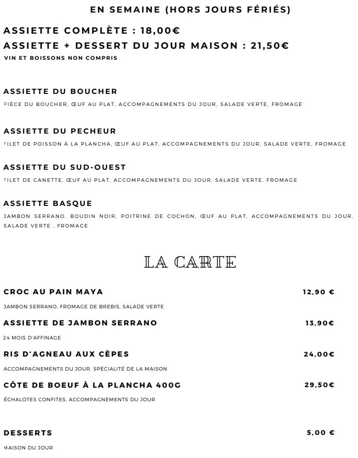 Menu — page 1